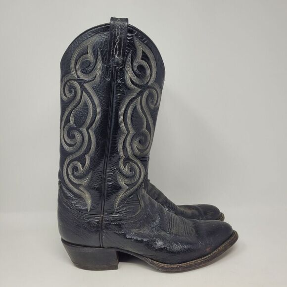 Tony Lama Boots Mens 8.5D Black Leather Western Cowboy Rodeo 8410 - Picture 2 of 11